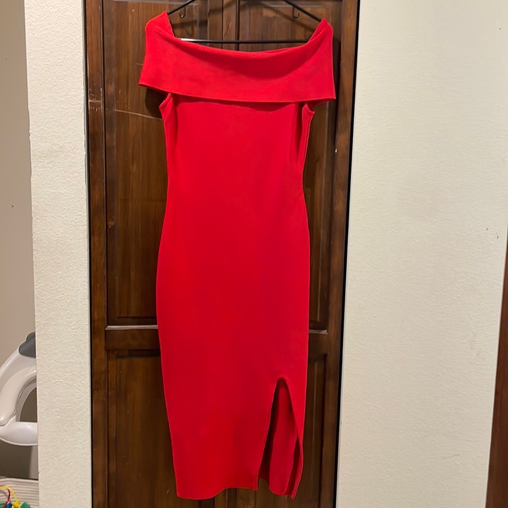 A red strapless dress, medium, red